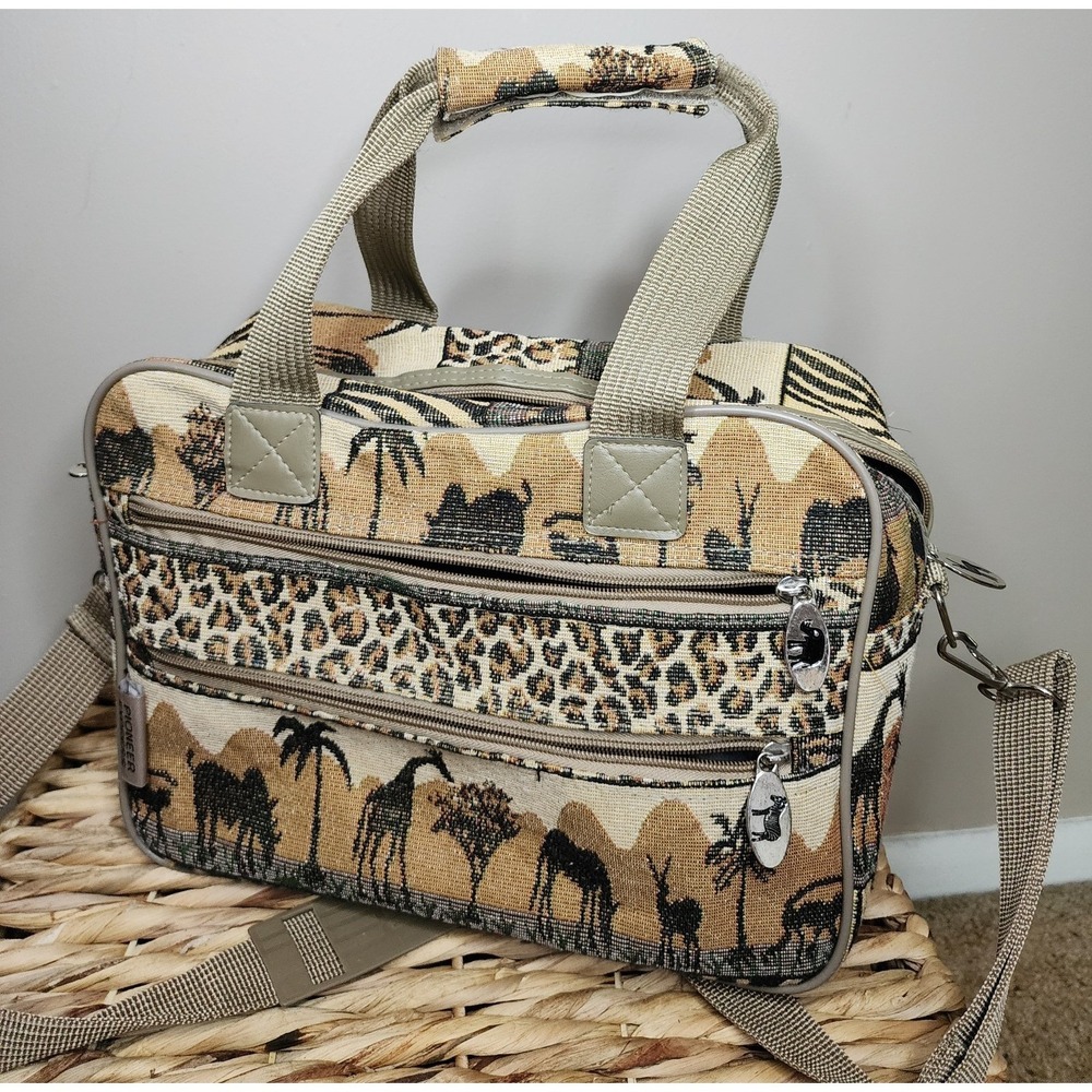 Vintage Pioneer Express Tapestry Travel Bag 13" Carry On Shoulder Strap Weekende